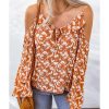 Azura Exchange Floral Tie Neck Cold Shoulder Blouse – 2XL