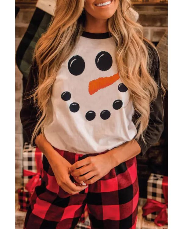 Azura Exchange Christmas Funny Face Print Color Block Top – M