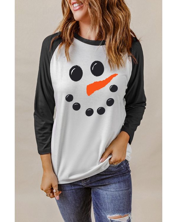 Azura Exchange Christmas Funny Face Print Color Block Top – M