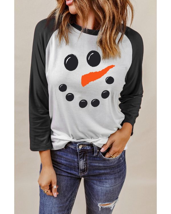 Azura Exchange Christmas Funny Face Print Color Block Top – M