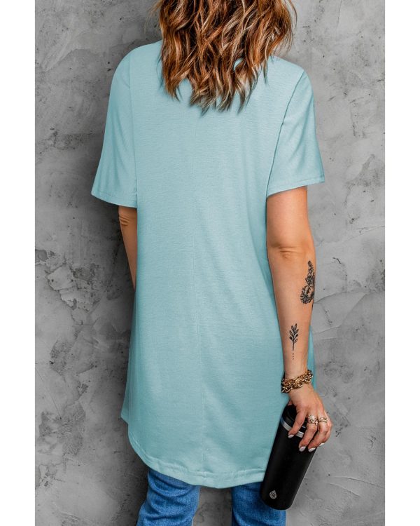 Azura Exchange Side Pockets Short Sleeve Tunic Top – L