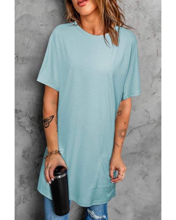 Azura Exchange Side Pockets Short Sleeve Tunic Top – L