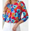 Azura Exchange V Neck 3/4 Sleeve Floral Print Blouse – L