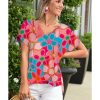 Azura Exchange Abstract Print V Neck Dolman Blouse – L