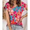 Azura Exchange Abstract Print V Neck Dolman Blouse – L