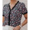 Azura Exchange Ditsy Floral Lace Trim Blouse – L