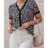 Azura Exchange Ditsy Floral Lace Trim Blouse – L