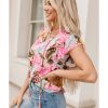 Azura Exchange Printed Tassel Tie Short Sleeve Blouse – L