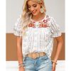 Azura Exchange Embroidered Ethnic Printed Crinkle Blouse – L