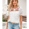 Azura Exchange Embroidered Ethnic Printed Crinkle Blouse – L