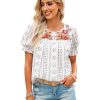 Azura Exchange Embroidered Ethnic Printed Crinkle Blouse – L