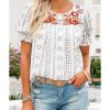 Azura Exchange Embroidered Ethnic Printed Crinkle Blouse – L