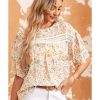 Azura Exchange Floral Print Wide Ruffle Sleeves Blouse – M