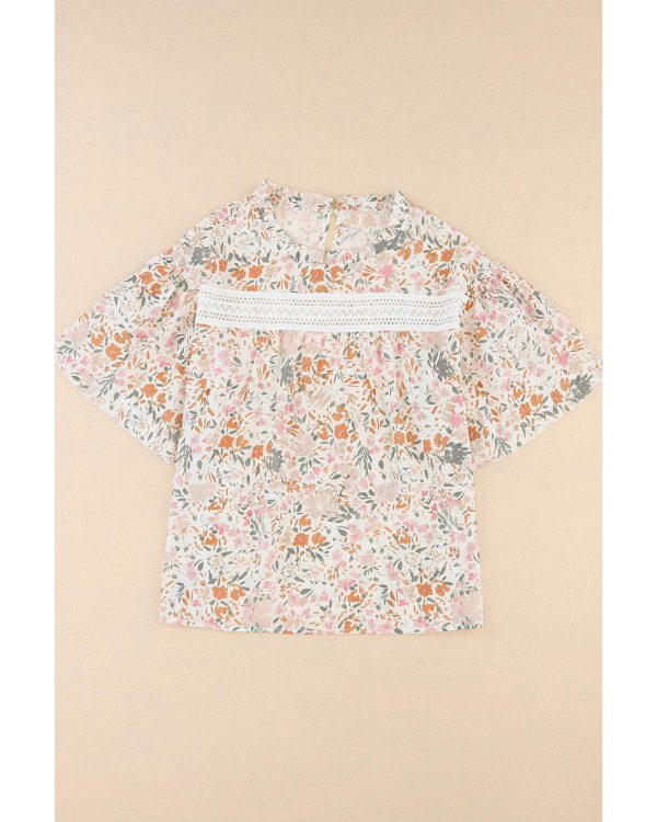 Azura Exchange Floral Print Wide Ruffle Sleeves Blouse – M