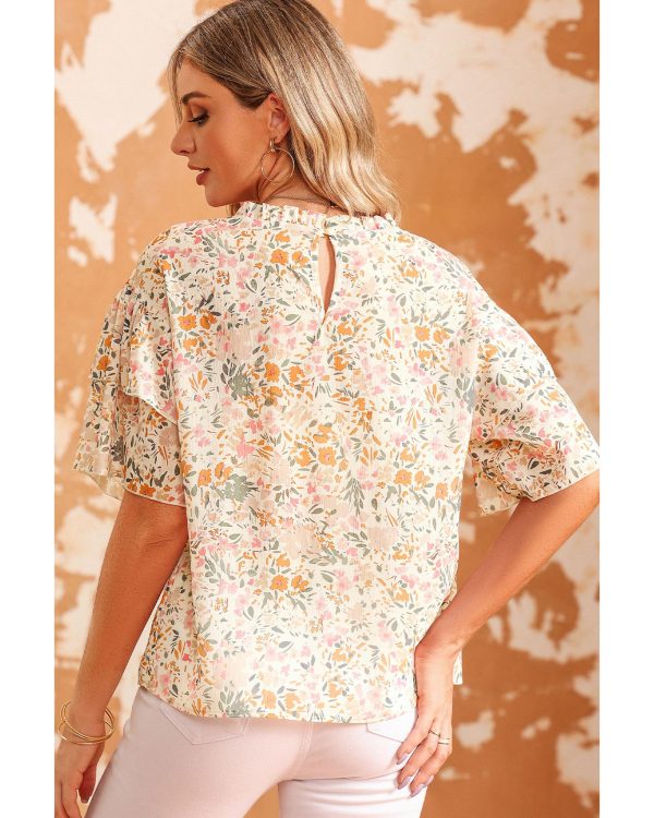 Azura Exchange Floral Print Wide Ruffle Sleeves Blouse – M