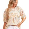 Azura Exchange Floral Print Wide Ruffle Sleeves Blouse – M