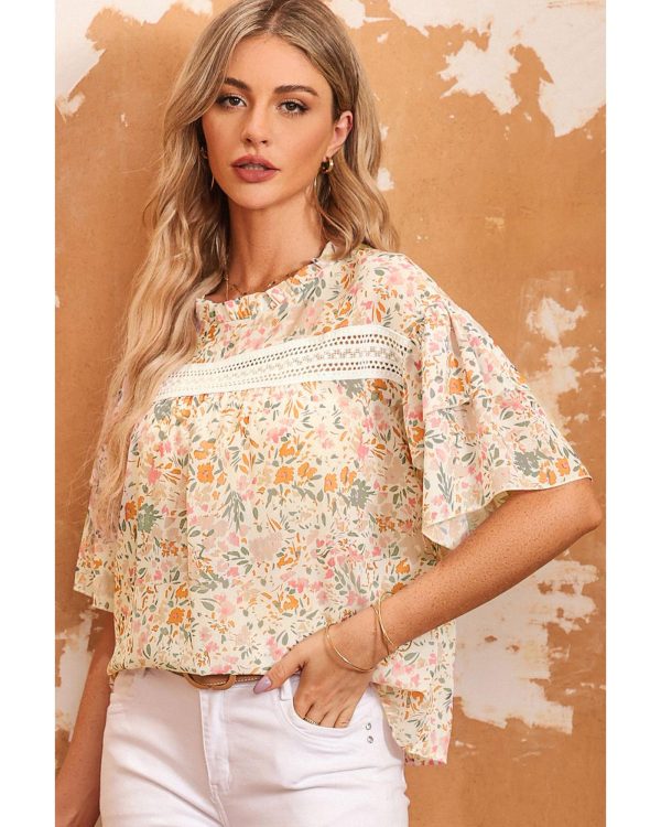 Azura Exchange Floral Print Wide Ruffle Sleeves Blouse – M