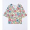 Azura Exchange Floral Print V Neck Half Sleeve Blouse – M