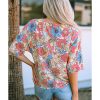 Azura Exchange Floral Print V Neck Half Sleeve Blouse – M