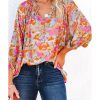 Azura Exchange Floral Print Loose Fit V Neck Blouse – L