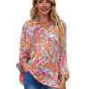 Azura Exchange Floral Print Loose Fit V Neck Blouse – L