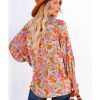 Azura Exchange Floral Print Loose Fit V Neck Blouse – L