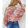 Azura Exchange Floral Print Loose Fit V Neck Blouse – L