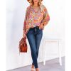 Azura Exchange Floral Print Loose Fit V Neck Blouse – L