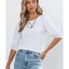 Azura Exchange Puff Sleeve Keyhole Back Top – XL