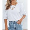 Azura Exchange Puff Sleeve Keyhole Back Top – XL