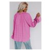 Azura Exchange Pleated Flared Cuff Long Sleeve Blouse – L