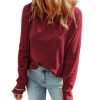 Azura Exchange Textured Round Neck Long Sleeve Top – L