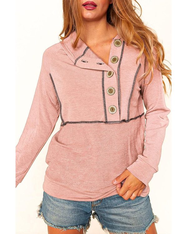 Azura Exchange Princess Line Out Seam Hoodie with Front Buttons – L