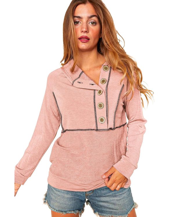 Azura Exchange Princess Line Out Seam Hoodie with Front Buttons – L