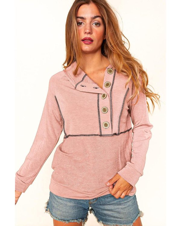 Azura Exchange Princess Line Out Seam Hoodie with Front Buttons – L