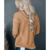 Azura Exchange Khaki Waffle Knit Henley Hooded Top – L