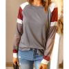 Azura Exchange Gray Color Block Long Sleeve Pullover Top – M