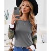 Azura Exchange Gray Color Block Long Sleeve Pullover Top – M