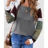 Azura Exchange Gray Color Block Long Sleeve Pullover Top – M