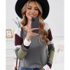 Azura Exchange Gray Color Block Long Sleeve Pullover Top – M