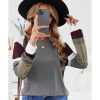 Azura Exchange Gray Color Block Long Sleeve Pullover Top – M