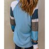 Azura Exchange Blue Color Block Long Sleeves Pullover Top – L