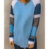 Azura Exchange Blue Color Block Long Sleeves Pullover Top – L