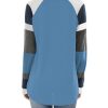 Azura Exchange Blue Color Block Long Sleeves Pullover Top – L