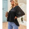 Azura Exchange Sheer Textured Flutter Sleeves Babydoll Top – XL