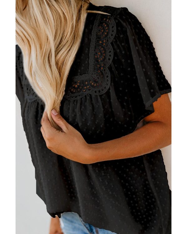 Azura Exchange Sheer Textured Flutter Sleeves Babydoll Top – XL