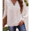 Azura Exchange V-Neck Swiss Dot Lace Blouse – 2XL