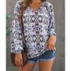 Azura Exchange Print Split Neck Blouse – 2XL