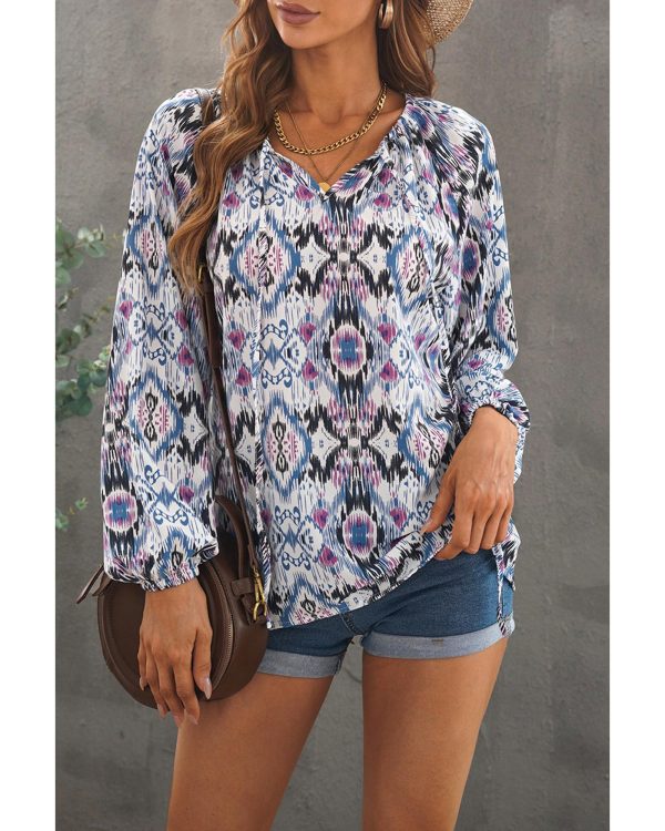 Azura Exchange Print Split Neck Blouse – 2XL