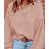 Azura Exchange Crinkled Top with Balloon Sleeves – L